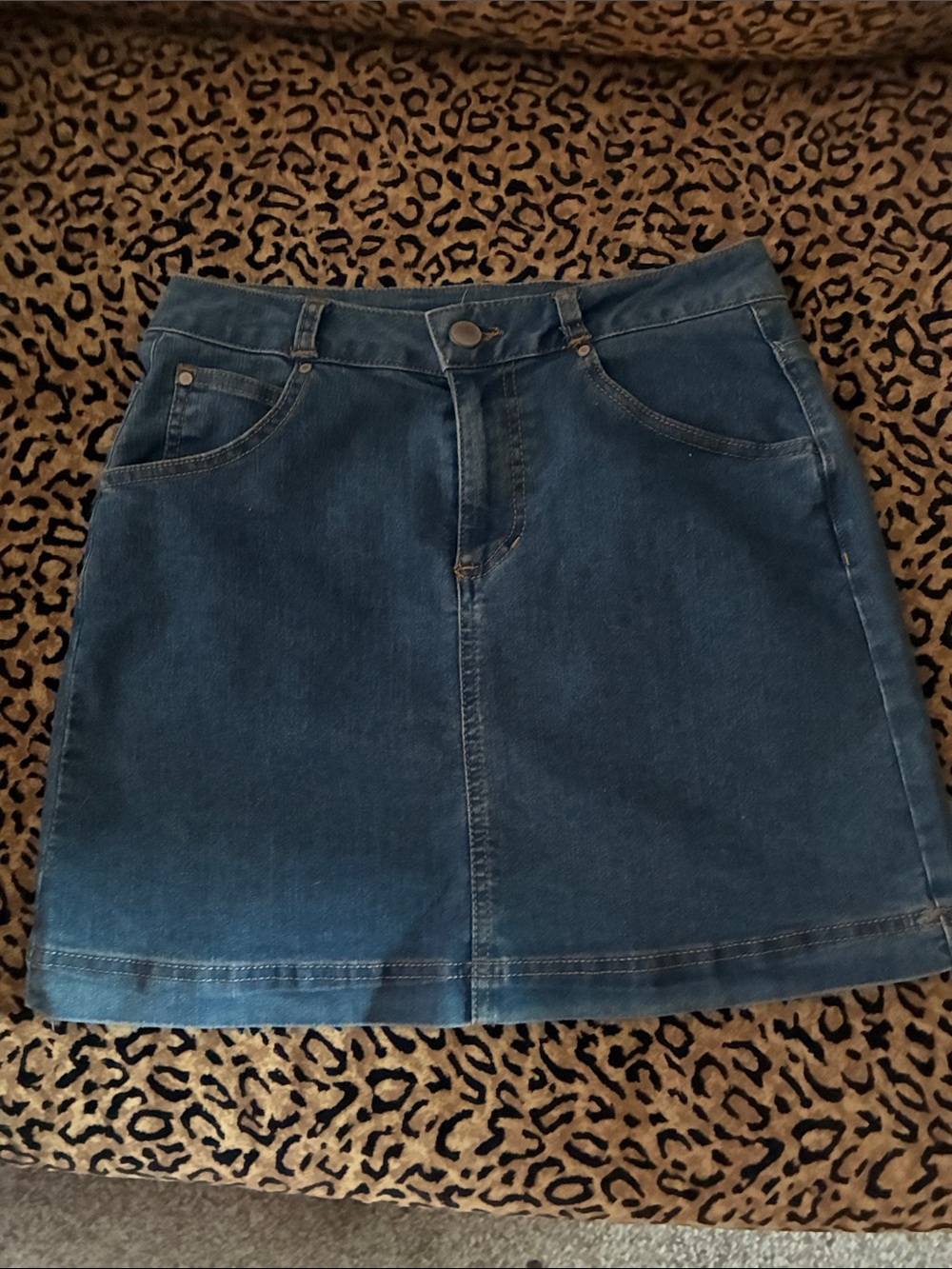 Copper Key Dark Blue Denim A-Line Skirt
